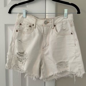American Eagle Distressed Mom Jean Shorts. Excellent condition. Size 0. White.